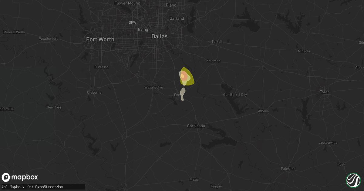 Hail map in Ennis, TX on March 5, 2024