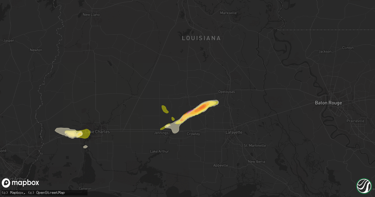 Hail map in Eunice, LA on March 5, 2024