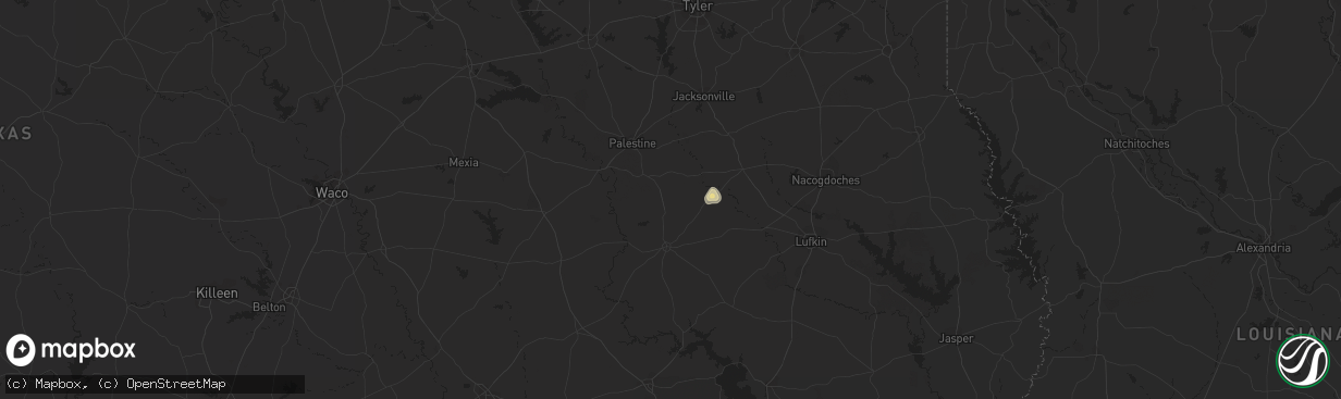 Hail map in Grapeland, TX on March 5, 2024