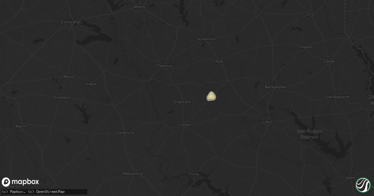 Hail map in Grapeland, TX on March 5, 2024