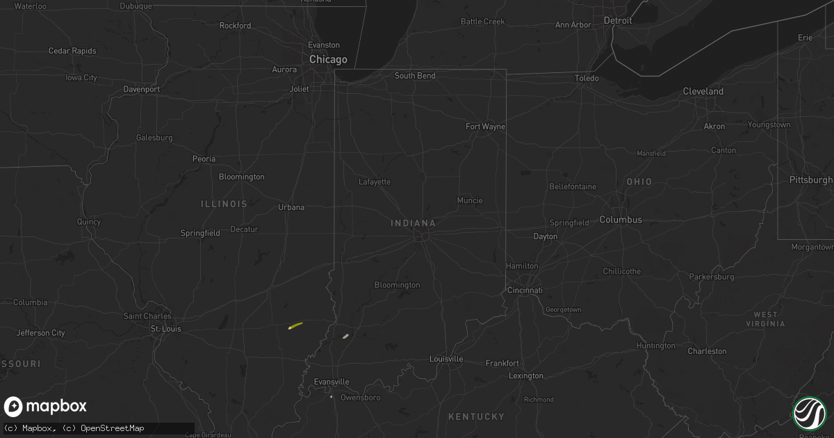 Hail map in Indiana on March 5, 2024