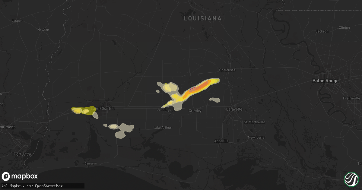 Hail map in Iota, LA on March 5, 2024