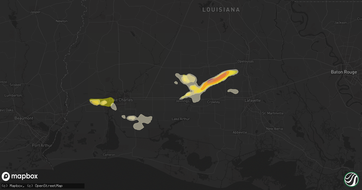 Hail map in Jennings, LA on March 5, 2024