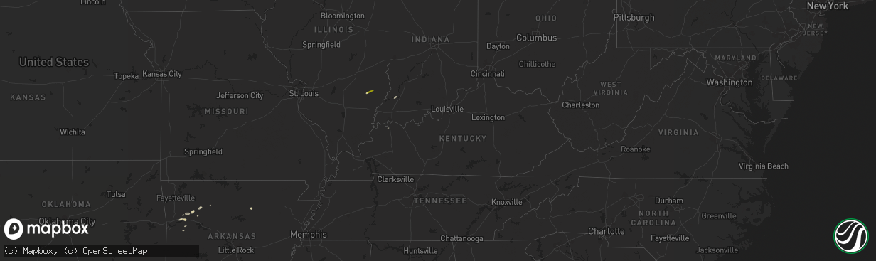 Hail map in Kentucky on March 5, 2024