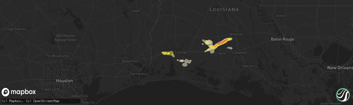 Hail map in Lake Charles, LA on March 5, 2024