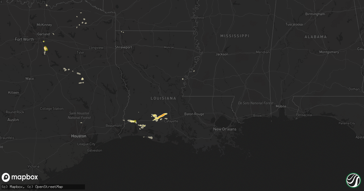 Hail map in Louisiana on March 5, 2024