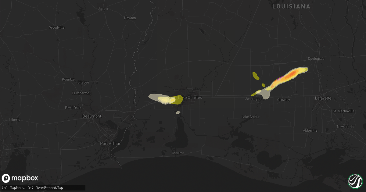 Hail map in Westlake, LA on March 5, 2024