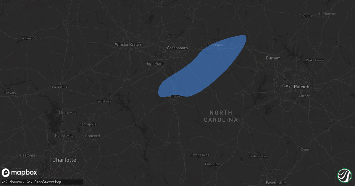 Hail map in Asheboro, NC on March 5, 2025