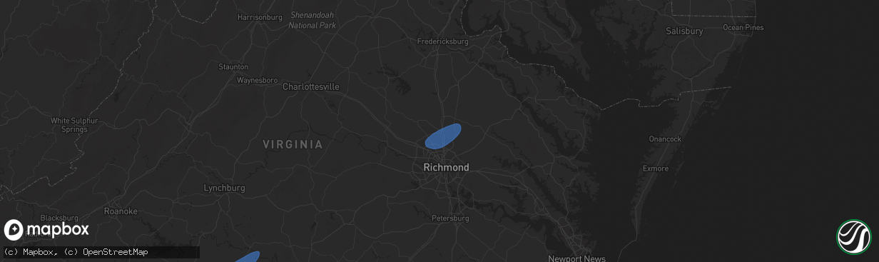 Hail map in Ashland, VA on March 5, 2025