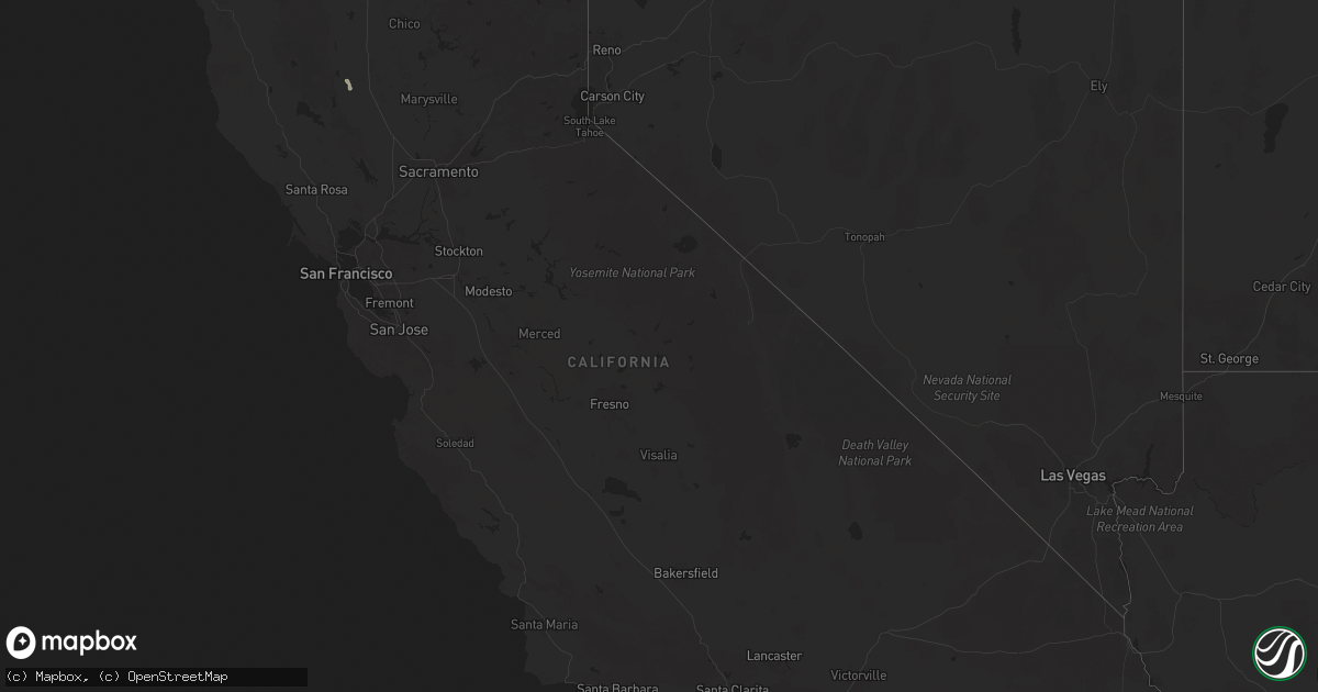 Hail map in California on March 5, 2025