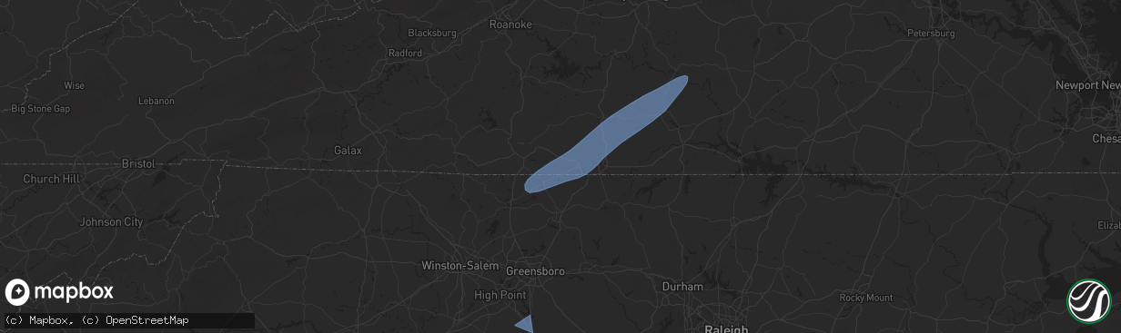 Hail map in Cascade, VA on March 5, 2025