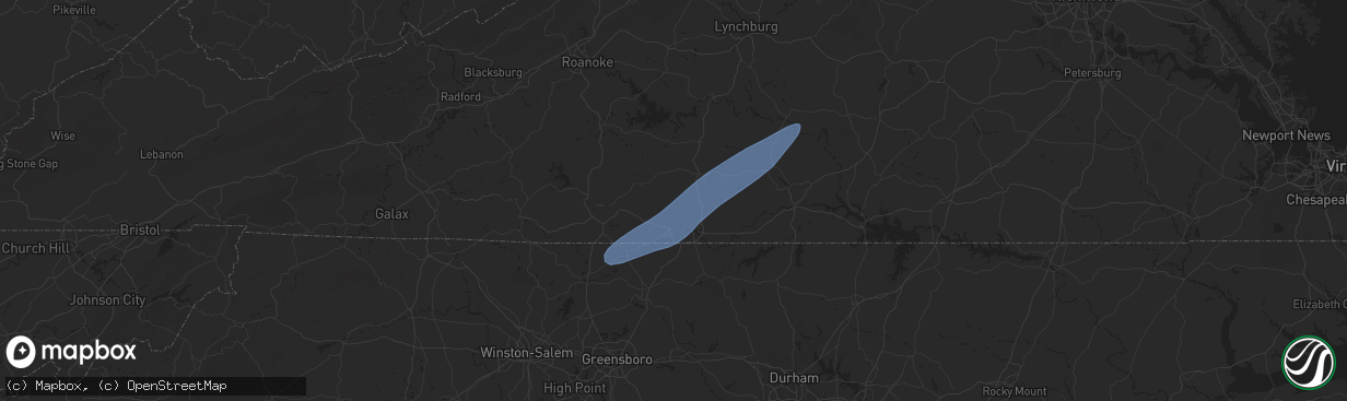 Hail map in Dry Fork, VA on March 5, 2025