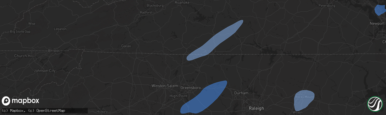 Hail map in Eden, NC on March 5, 2025