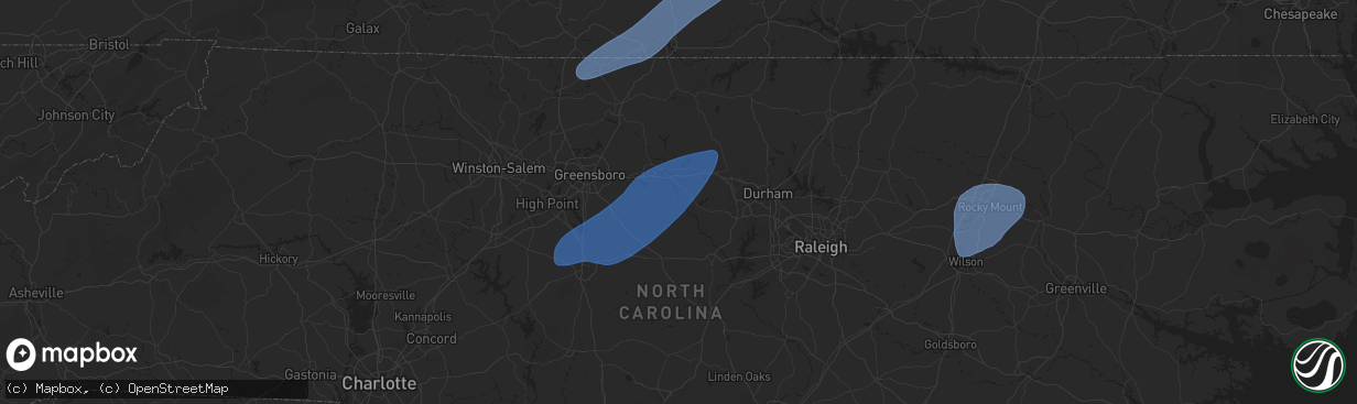 Hail map in Graham, NC on March 5, 2025