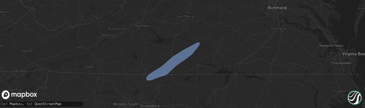 Hail map in Java, VA on March 5, 2025