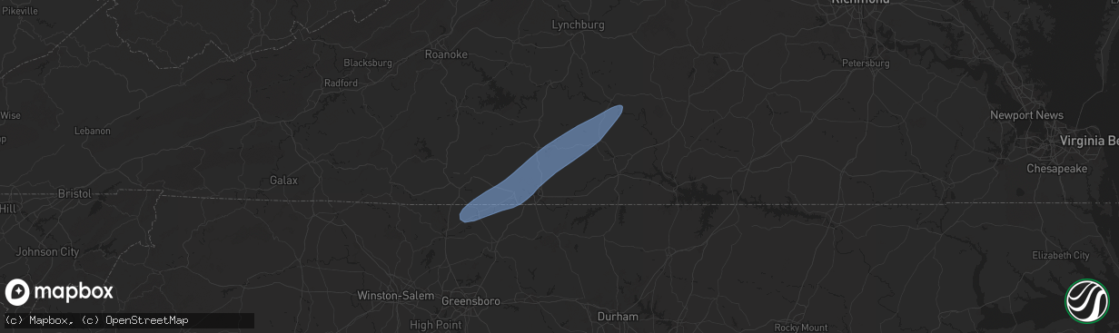 Hail map in Keeling, VA on March 5, 2025