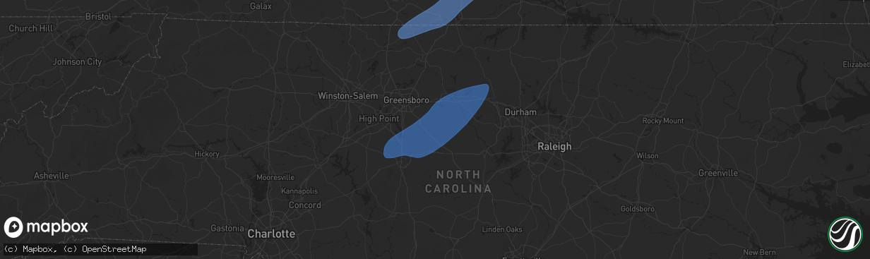 Hail map in Liberty, NC on March 5, 2025