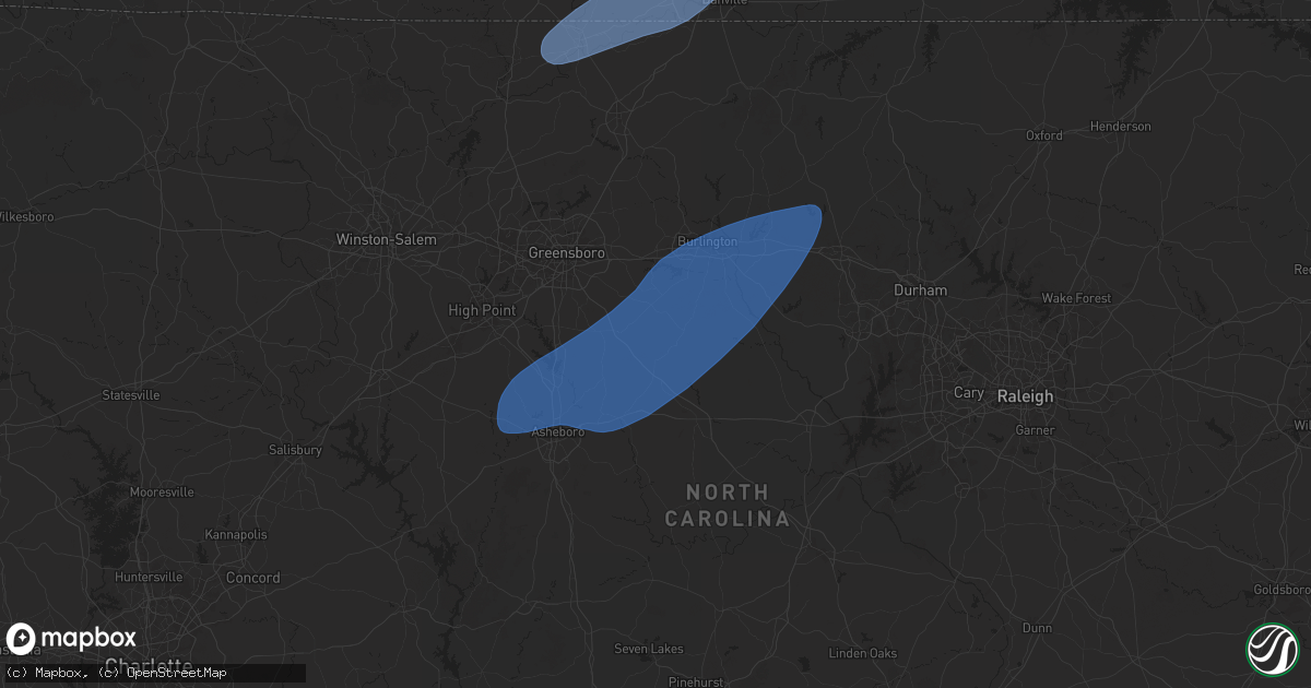 Hail map in Liberty, NC on March 5, 2025