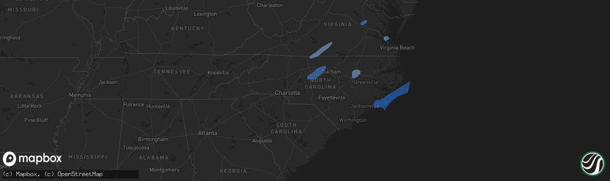 Hail map in North Carolina on March 5, 2025