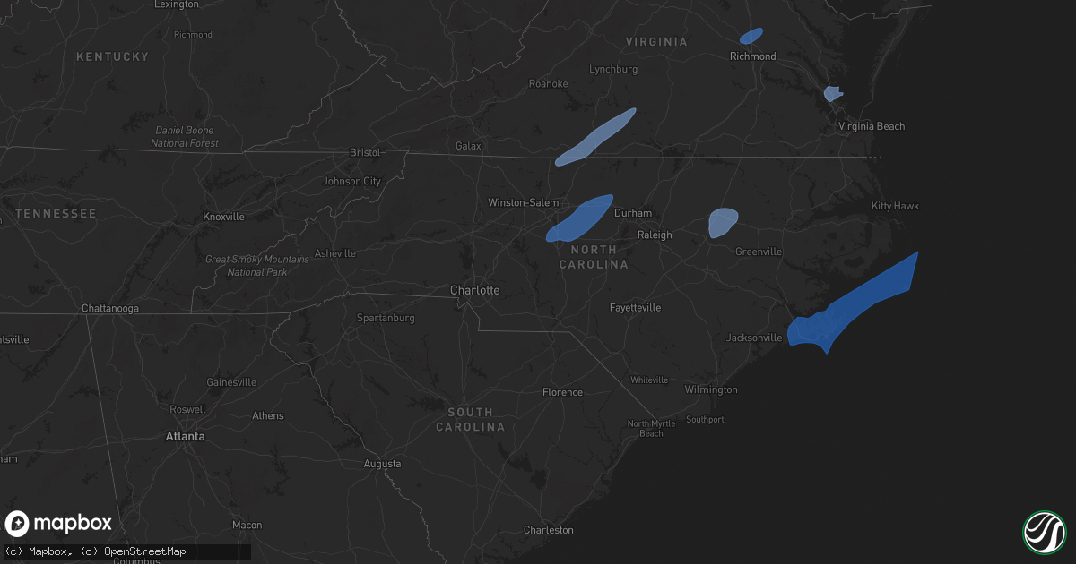 Hail map in North Carolina on March 5, 2025