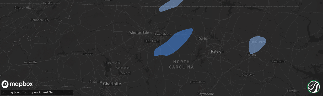 Hail map in Randleman, NC on March 5, 2025