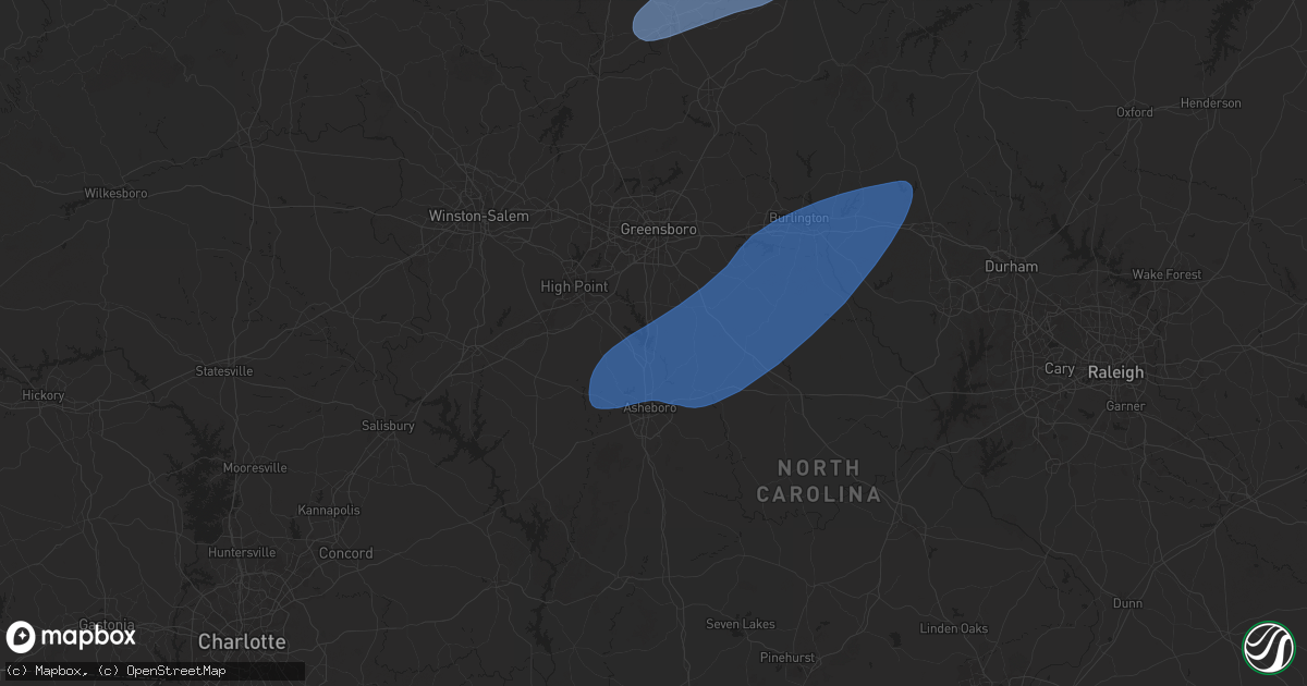 Hail map in Randleman, NC on March 5, 2025