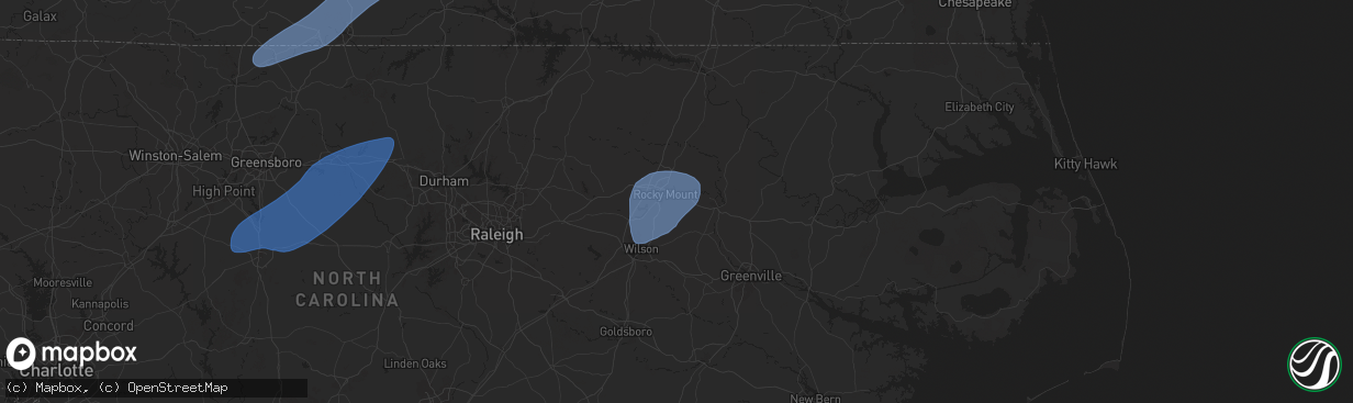 Hail map in Rocky Mount, NC on March 5, 2025