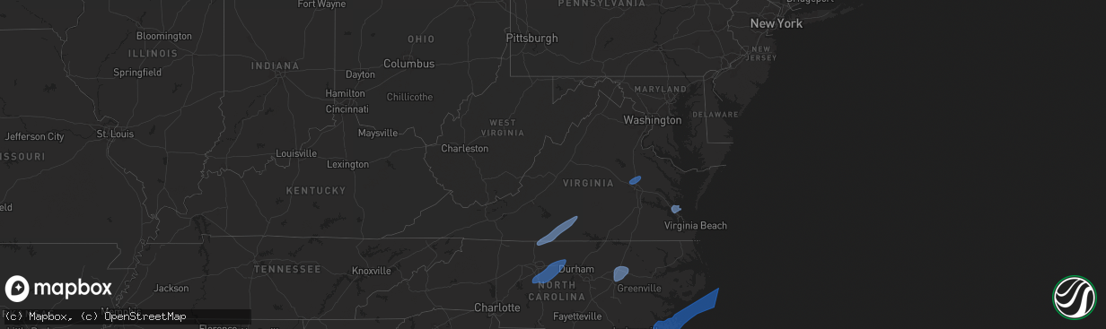 Hail map in Virginia on March 5, 2025