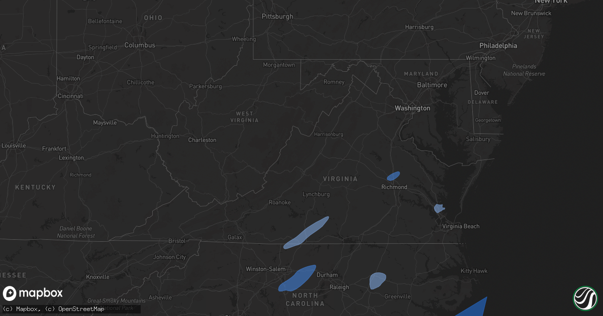 Hail map in Virginia on March 5, 2025