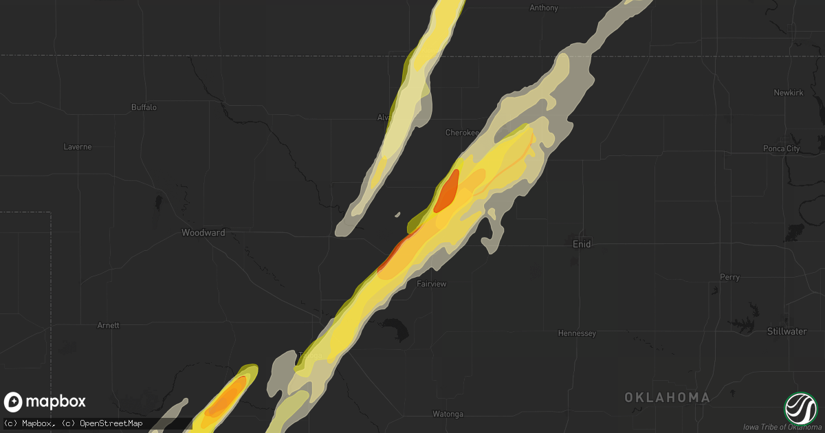Hail map in Aline, OK on March 5, 2026