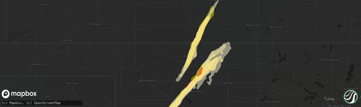 Hail map in Alva, OK on March 5, 2026