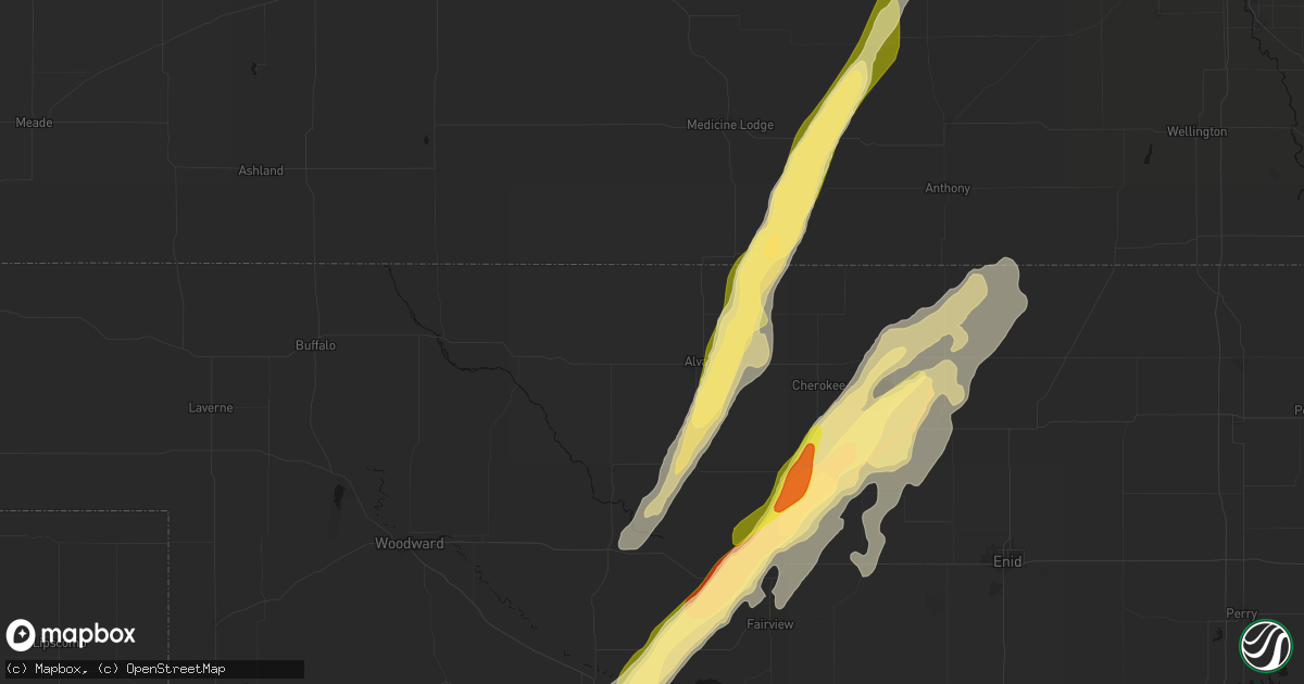 Hail map in Alva, OK on March 5, 2026