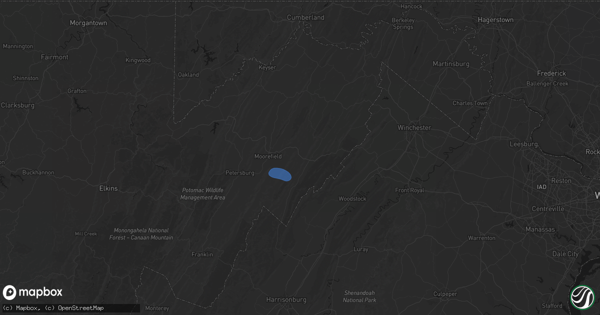 Hail map in Baker, WV on March 5, 2026