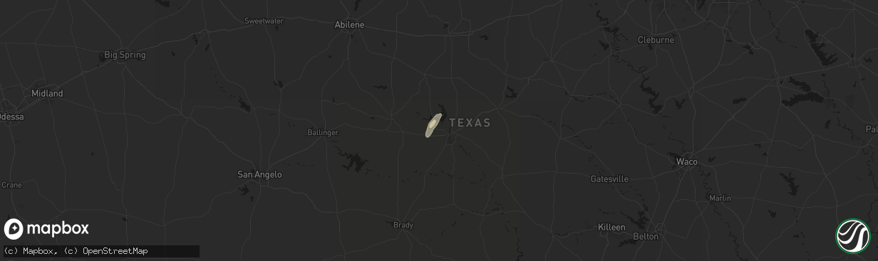 Hail map in Brownwood, TX on March 5, 2026
