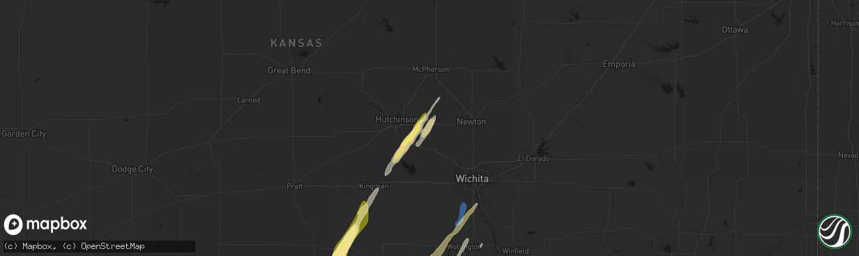 Hail map in Burrton, KS on March 5, 2026