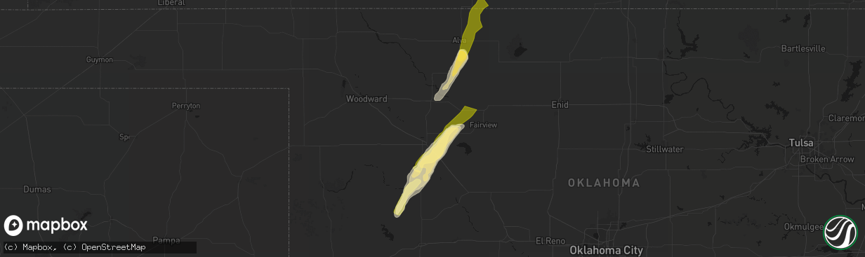 Hail map in Chester, OK on March 5, 2026