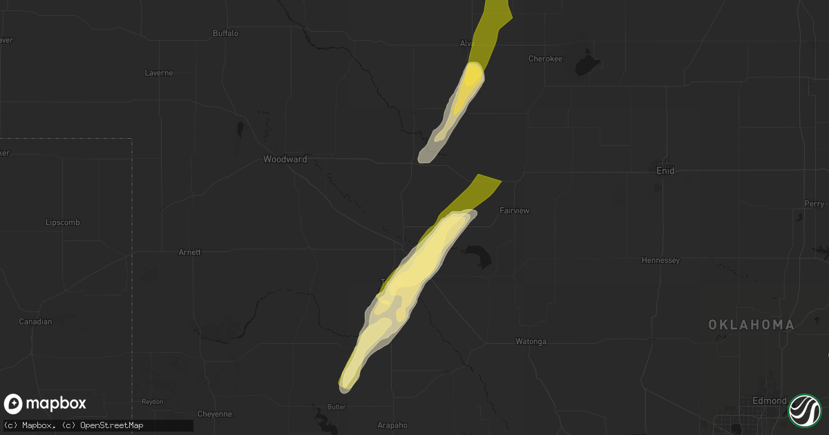 Hail map in Chester, OK on March 5, 2026