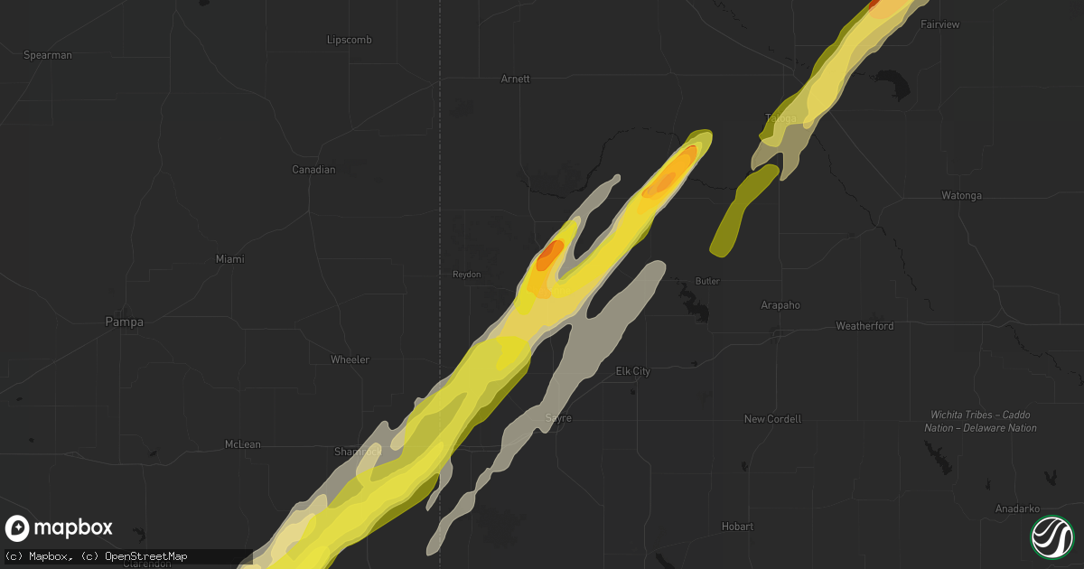Hail map in Cheyenne, OK on March 5, 2026