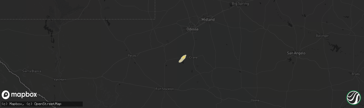 Hail map in Crane, TX on March 5, 2026
