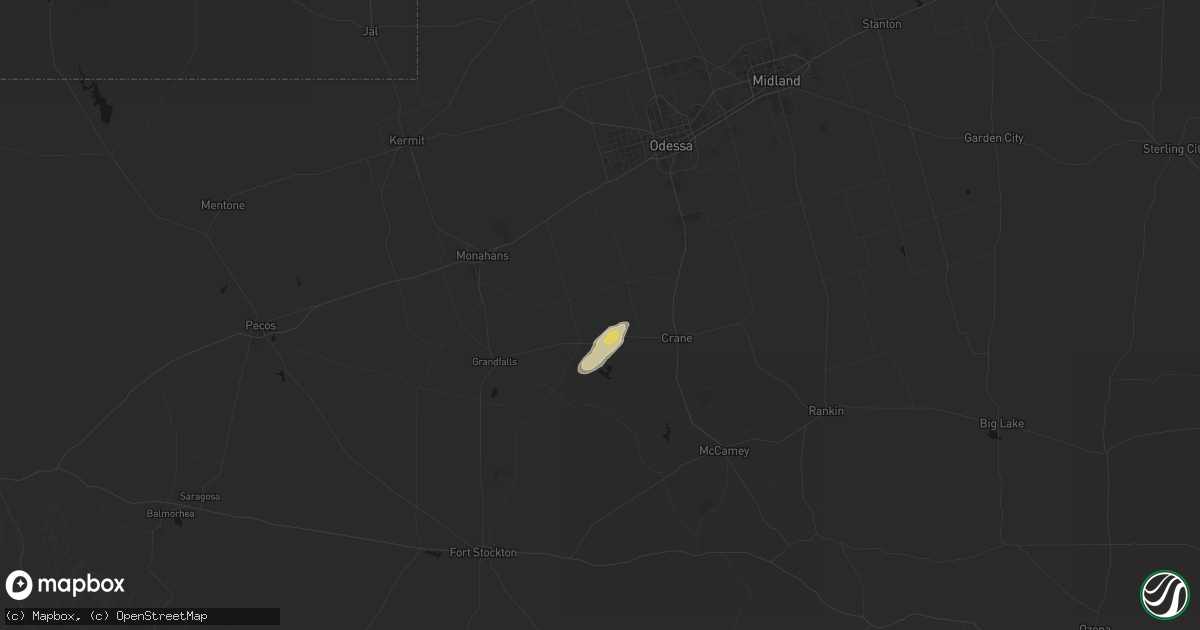 Hail map in Crane, TX on March 5, 2026