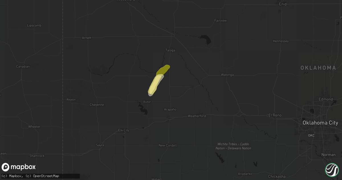 Hail map in Custer City, OK on March 5, 2026