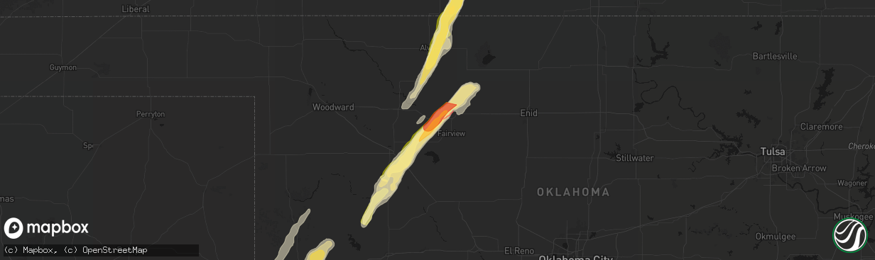 Hail map in Fairview, OK on March 5, 2026