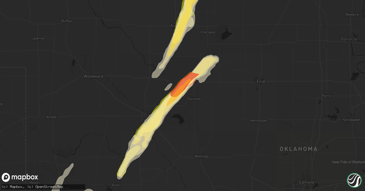 Hail map in Fairview, OK on March 5, 2026