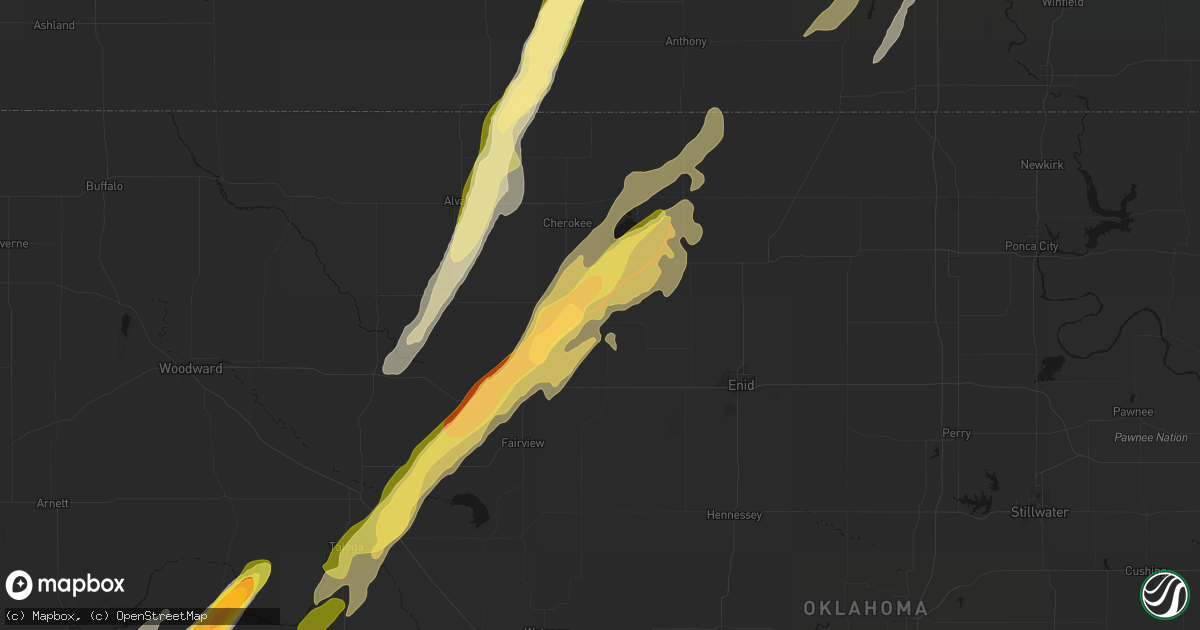 Hail map in Helena, OK on March 5, 2026