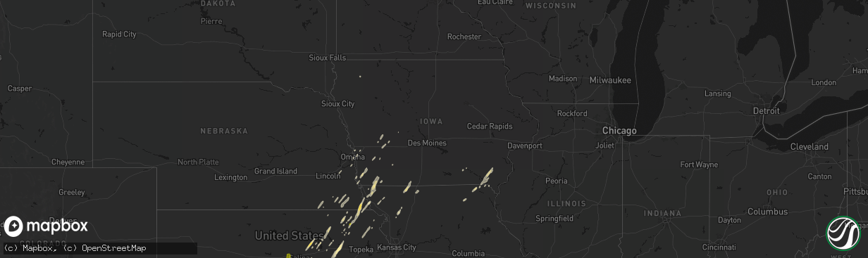 Hail map in Iowa on March 5, 2026
