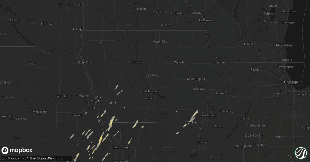 Hail map in Iowa on March 5, 2026