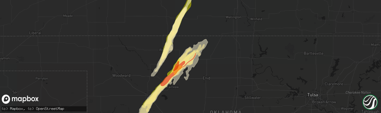 Hail map in Jet, OK on March 5, 2026
