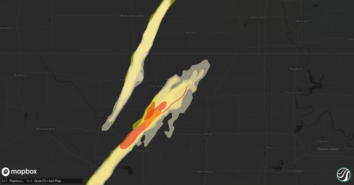 Hail map in Jet, OK on March 5, 2026