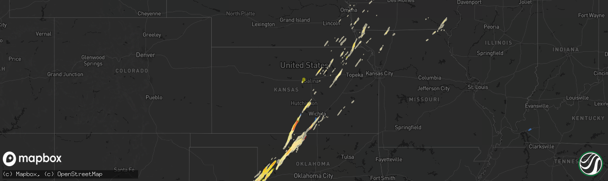 Hail map in Kansas on March 5, 2026