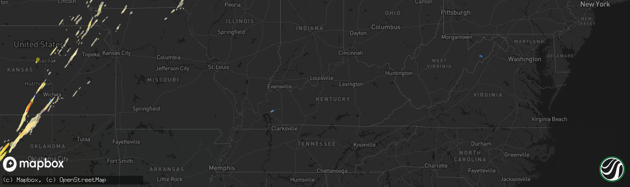 Hail map in Kentucky on March 5, 2026